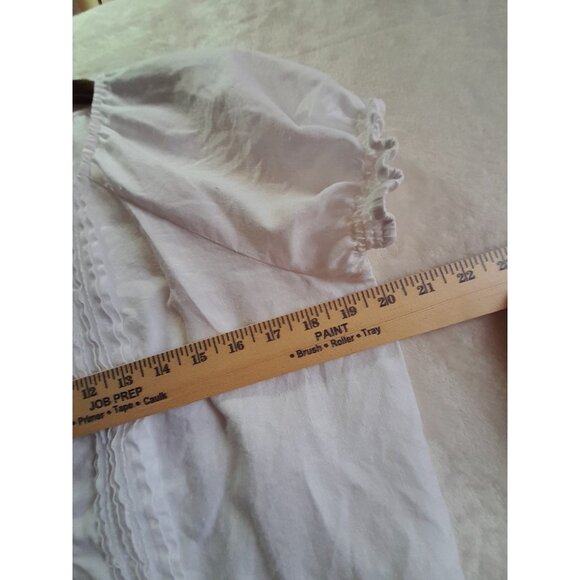 Womens Size Large Linen Pintucked Puff Sleeve Prairie Coquette Cottage Blouse - Picture 8 of 8